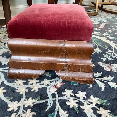 MB-1033 Empire Burgandy Velvet Top Footstool