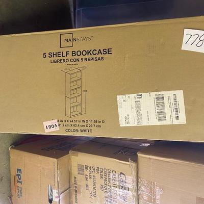 New in Box White 5 Shelf Bookcase