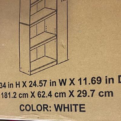 New in Box White 5 Shelf Bookcase