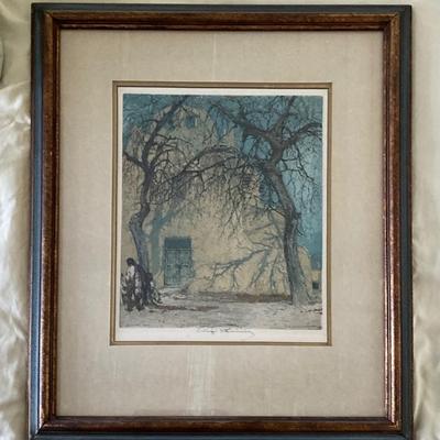 MB-1038 Original Signed Etching by LUIGI KASIMIR (1881-1962) "Santa Fe"