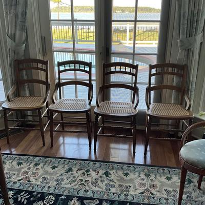 MB-1039 Set of Four Antique Cane Seat Chairs