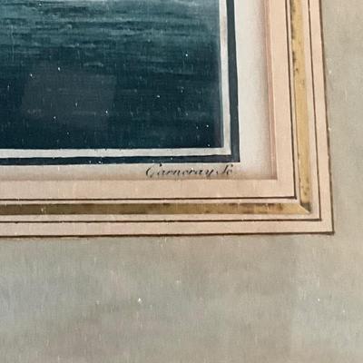 MB-1043 Antique "Vue de Boston" Harbour Framed Restrike by Ambroise Garneray