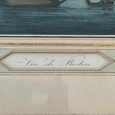 MB-1043 Antique "Vue de Boston" Harbour Framed Restrike by Ambroise Garneray
