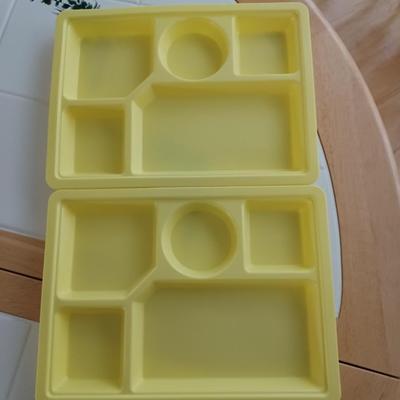 2 Cafeteria Yellow Food Tray
