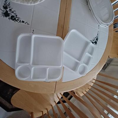 6 White Plates Multi-Purpose partitioned Dinner Plate