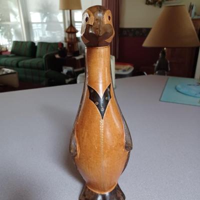 Vintage Hand-Tooled Leather Wrapped Penguin