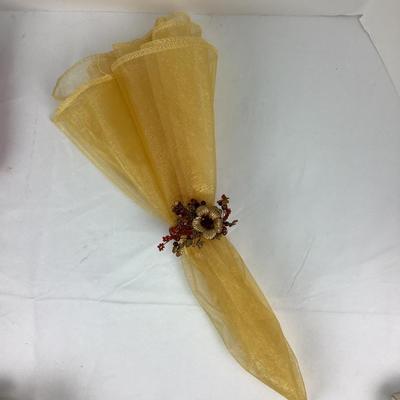 Lot 386 Set of Twelve Holiday Burnt Orange/Gold Beads with Gold Flowers Round Napkin Holders