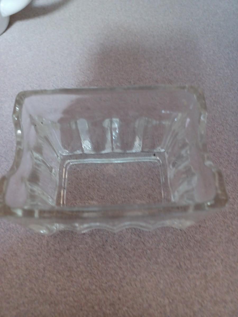 Vintage Clear Ribbed Glass Sugar Packet Holder