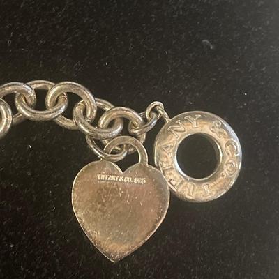 Tiffany & Co. Sterling Silver Heart â€œMâ€ Initial Toggle Necklace
