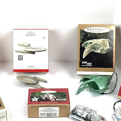Lot 389 Lot of Vintage Hallmark Star Trek Ornaments ( 9 total, 7 with boxes )