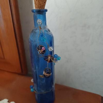 blue vase hand made bottle
