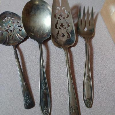 silverware lot with silverplate serving utensils