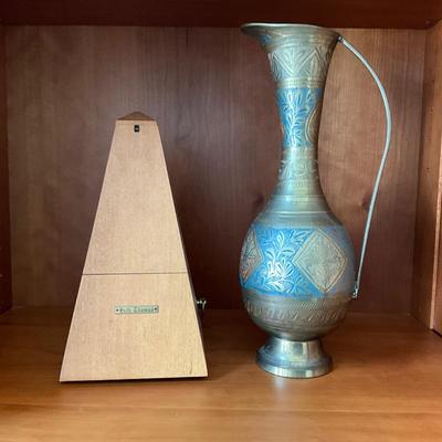 LR-1063 Brass Ewer and Seth Thomas Metronome