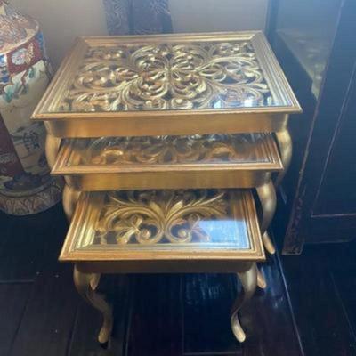 Gold leaf tables x3 set