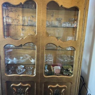 Gold leaf china cabinet