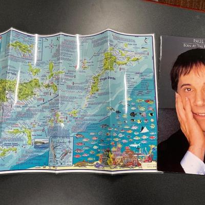 British Virgin Island map and Paul Simon book