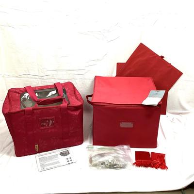 Lot 397 Pair of Canvas Christmas Ornament Storage Boxes