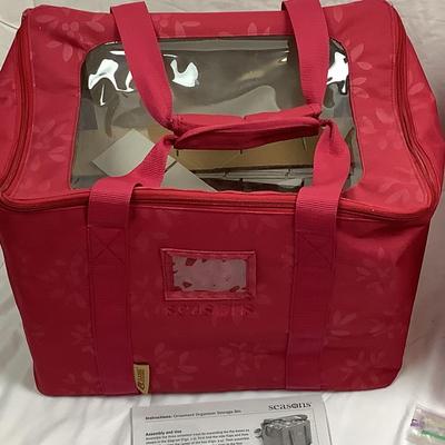 Lot 397 Pair of Canvas Christmas Ornament Storage Boxes
