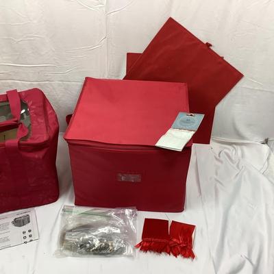 Lot 397 Pair of Canvas Christmas Ornament Storage Boxes