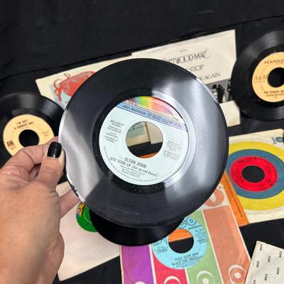 Mixed Genre Lot of Vintage 45rpm Record Album Singles Elton John Janis Joplin Tina Turner Bad Company
