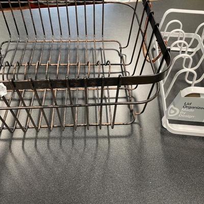 Dish drying rack and lid holder