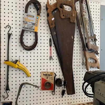 Radial arm saw & tools
