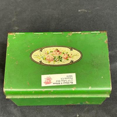 Vintage Green Metal Recipe Box with Recipes Inside