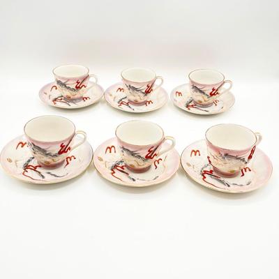 Japan Embossed Fuji Dragon Porcelain Tea Set