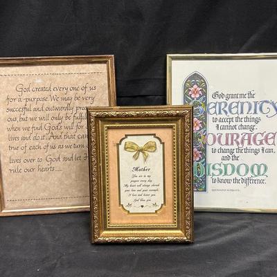 Lot of Three Spiritual Religious Wall Hanging Quotes