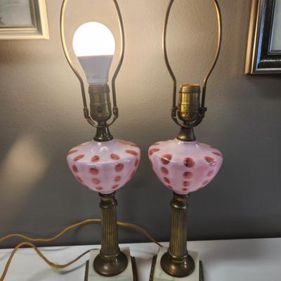 Antique pink lamps