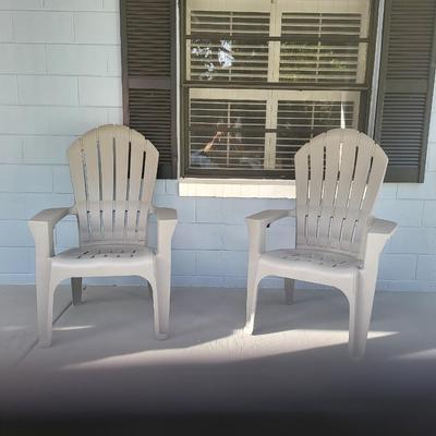 2 Adams Plastic Chairs with cup holders