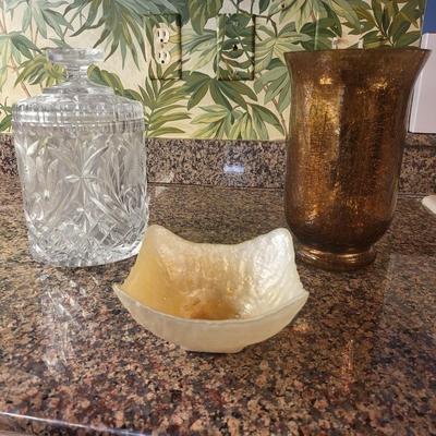 Crystal Ice Bucket/Biscuit Jar Lot