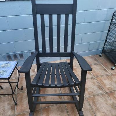 Black Rocking Chair with Small Table