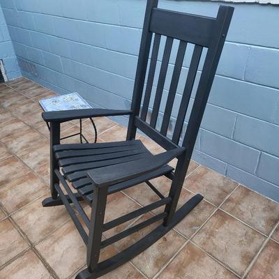 Black Rocking Chair with Small Table