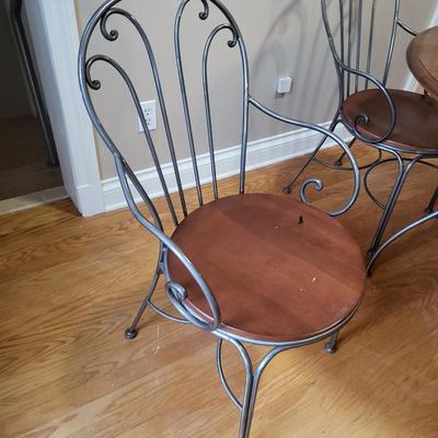 Cast Iron, Oak Table with 4 Chairs
