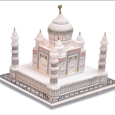 LR-1095 Handpainted White Marble Taj Mahal Model