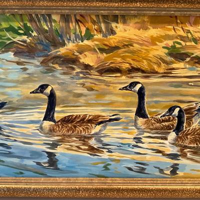 LR-1099 Large Original Acrylic Waterfowl Painting by Carla Huber