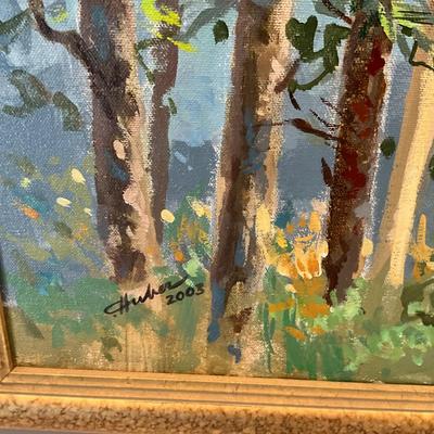 LR-1100 Large Original Acrylic Painting " Thru the Pines" by Carla Huber