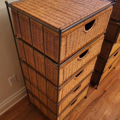 2 Metal Wicker 5 Drawer Storage Dresser