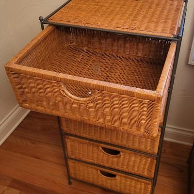 2 Metal Wicker 5 Drawer Storage Dresser