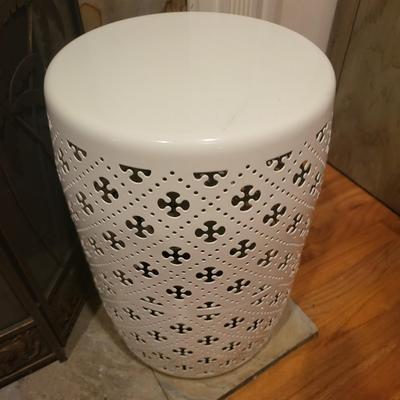 White Metal Patio Garden Stool