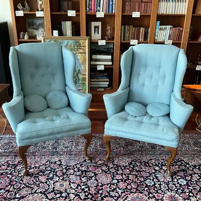 LR-1112 Pair of Re-Upholstered Wingback Chairs
