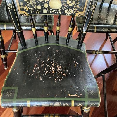 LR-1115 Set of 5 Antique Black Hitchcock Chairs