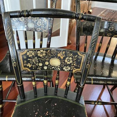 LR-1115 Set of 5 Antique Black Hitchcock Chairs