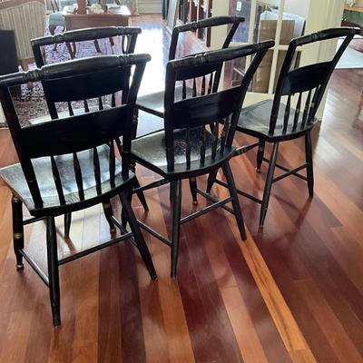 LR-1115 Set of 5 Antique Black Hitchcock Chairs