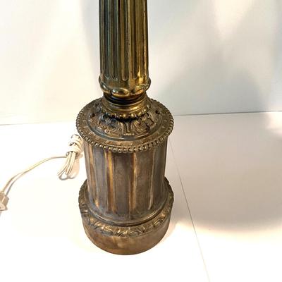 LR- 1116 Pair of Vintage Ruby Glass and Brass Column Lamps