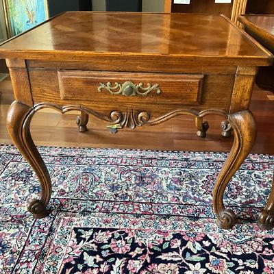 LR-1117 Pair of French Provincial JOHN WIDDICOMB Walnut End Tables