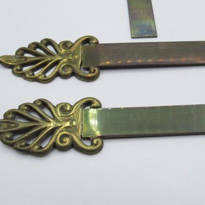 Pair of Retro Brass Victorian Style Bow Vertical Wall Accents Hanging Decor