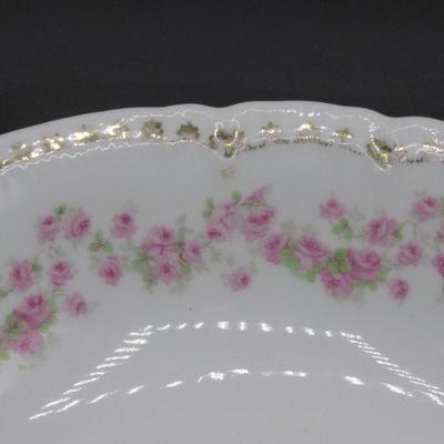 Vintage German Pink Bridal Floral Pattern Soft Rose with Gold Rim Accent