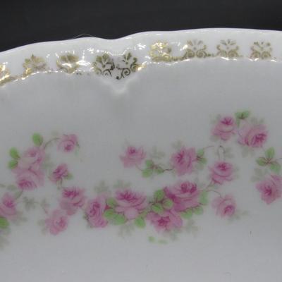 Vintage German Pink Bridal Floral Pattern Soft Rose with Gold Rim Accent